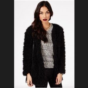 NWT MISSGUIDED Shearling Coat Black US 10